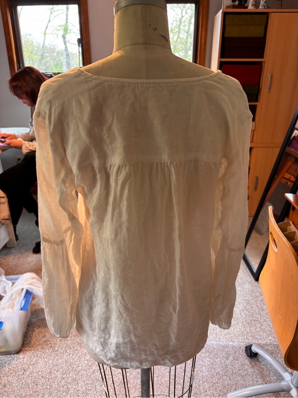 Anthropologie Maeve Cream V-Neck Tie-Front Tunic - Picture 2 of 3